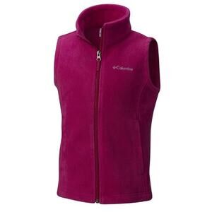 Columbia Pink Fleece Zip Up Vest Jacket Size M  Sleeveless Collared Pockets